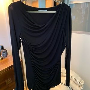 Bailey 44 Black Ruched Long Sleeve Top L